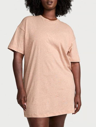 Нічна сорочка (подовжена футболка для сну) бавовняна бежева 100% Cotton Oversized Sleep Tee