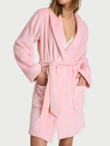 Халат плюшевий короткий рожевий Short Cozy Robe