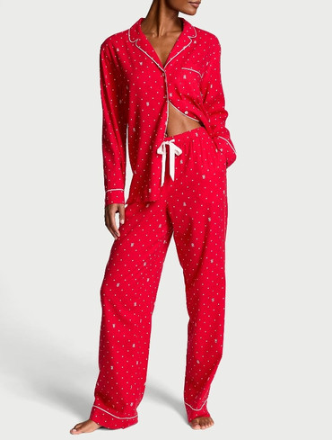 Піжама фланелева сорочка та штани червона Flannel Long Pajama Set