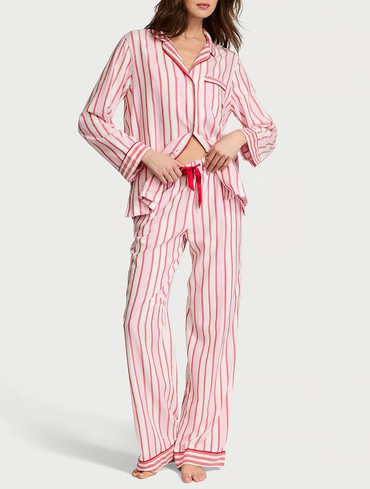 Піжама фланелева сорочка та штани червона смужка Flannel Long Pajama Set