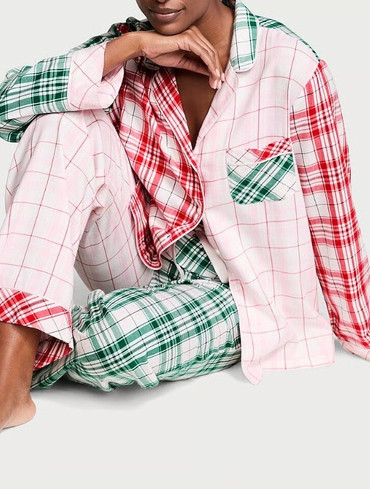 Піжама фланелева сорочка та штани різнокольорова клітинка Flannel Long Pajama Set