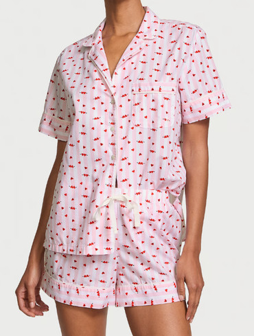 Піжама бавовняна з шортами у рожеву смужку Heritage Cotton Short Pajama Set