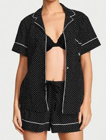Піжама бавовняна з шортами чорна Heritage Cotton Short Pajama Set