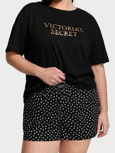 Піжама бавовняна шорти та футболка чорна Cotton Short Tee-Jama Set