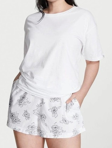 Піжама бавовняна шорти та футболка біла Cotton Short Tee-Jama Set