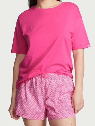 Піжама бавовняна шорти та футболка рожева Cotton Short Tee-Jama Set