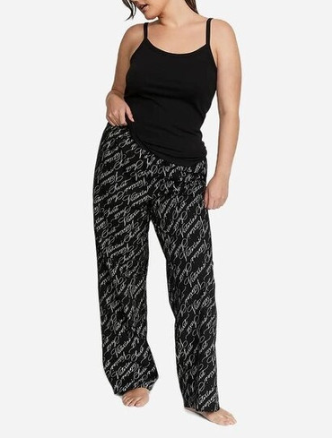 Піжама бавовняна топ та штани чорна Cotton Tank Tee-Jama Set