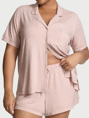 Піжама модалова з шортами пудрова Modal Soft Short Pajama Set