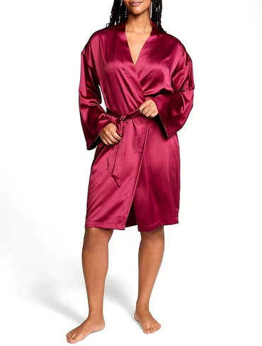Халат сатиновий міді бордо Campari Red Satin Midi Robe