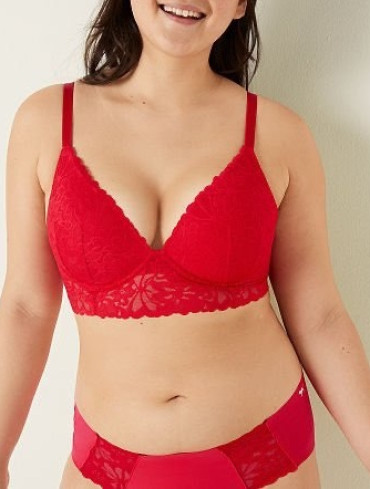 Бралет з пуш-ап мереживний червоний lace wireless push up bra