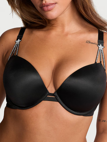 Бюстгальтер зі стразами з пуш-ап чорний Starstruck Shine Strap Push-Up Bra