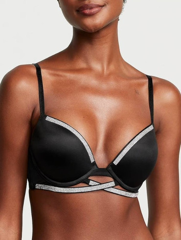 Бюстгальтер зі стразами з пуш-ап чорний Shine Cradle Push-Up Bra