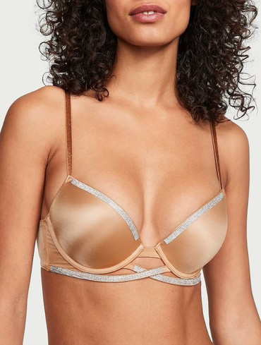 Бюстгальтер зі стразами з пуш-ап бежевий Shine Cradle Push-Up Bra