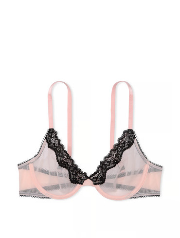 Бюстгальтер мереживний без підкладки сіточкою рожевий пудра Tease Unlined Demi Bra