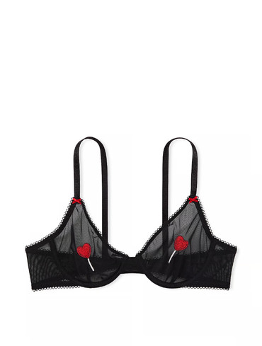 Бюстгальтер мереживний без підкладки сіточкою чорний Tease Unlined Demi Bra