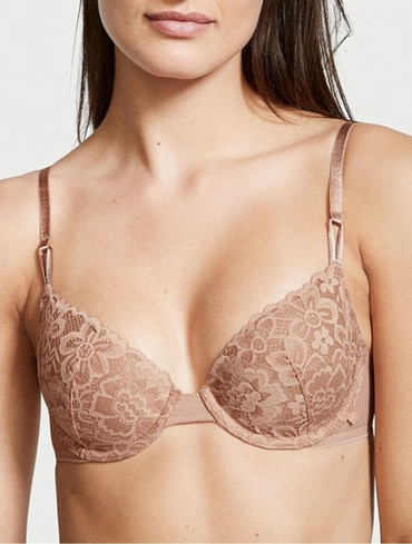 Бюстгальтер мереживний без пуш-ап бежевий Sexy Tee Lacie Lightly Lined Demi Bra