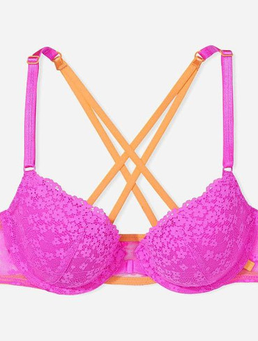 Бюстгальтер мереживний без пуш-ап з спинкою рожевий Sexy Tee Lacie Lightly Lined Demi Bra