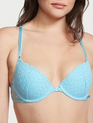 Бюстгальтер мереживний без пуш-ап з спинкою блакитний Sexy Tee Smooth Lightly Lined Front-Close Demi