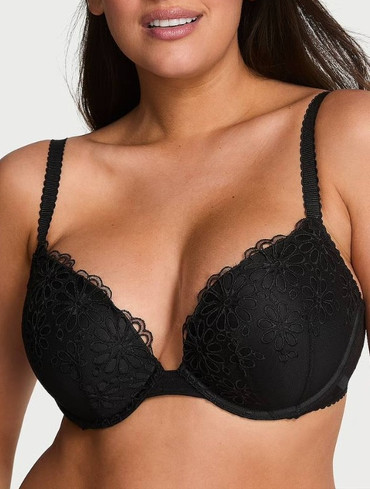 Бюстгальтер з пуш-ап мереживний чорний Sexy Tee Daisy Eyelet Push-Up Bra