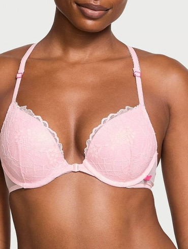 Бюстгальтер з пуш-ап мереживний рожевий зі спинкою Sexy Tee Push-Up Front-Close Bra