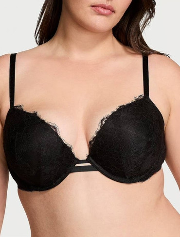 Бюстгальтер мереживний з пуш-ап чорний Rose Lace Push-Up Bra