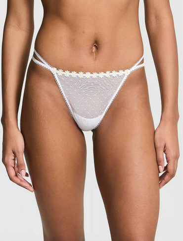 Трусики стрінги мереживні білі Wink Strappy V-String Thong Panty