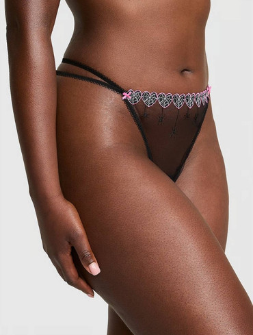 Трусики стрінги мереживні чорні WINK Strappy V-String Panty