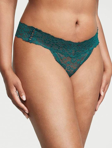Трусики стрінги мереживні зелені Lace-Up Lace Thong Panty