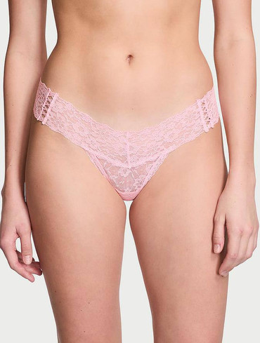 Трусики стрінги мереживні рожеві Lace-Up Lace Thong Panty