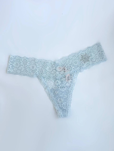 Трусики стрінги мереживні блакитні Lace Thong Panty