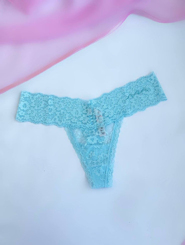 Трусики стрінги мереживні блакитні Lace Thong Panty