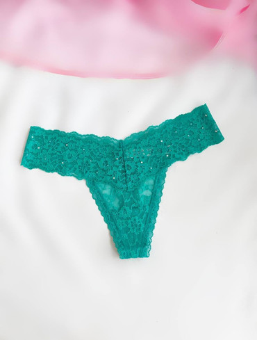 Трусики стрінги мереживні бірюзові Lace Thong Panty