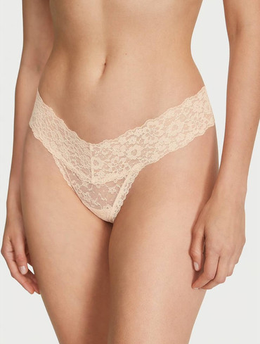 Трусики стрінги мереживні бежеві Lace Thong Panty