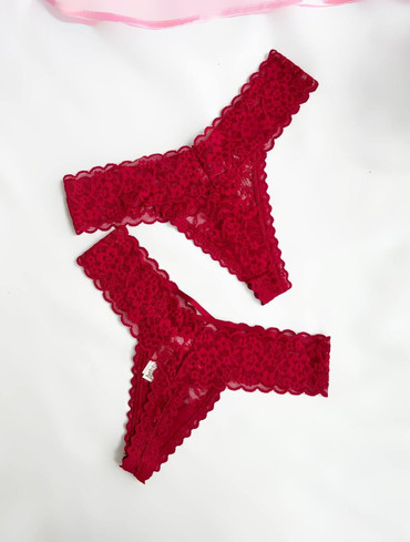 Трусики стрінги мереживні Бордо Lace Thong Panty