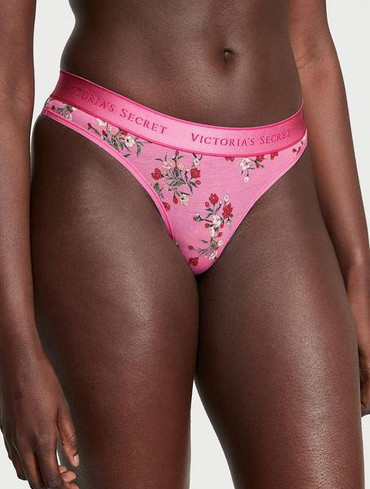 Трусики стрінги бавовняні з логорезинкою Рожеві Logo Cotton Thong Panty