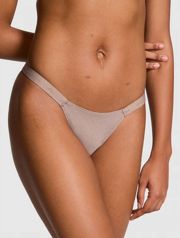 Трусики бавовняні мікро-стрінги з логорезинкою коричневі LOGO COTTON MICRO THONG PANTY