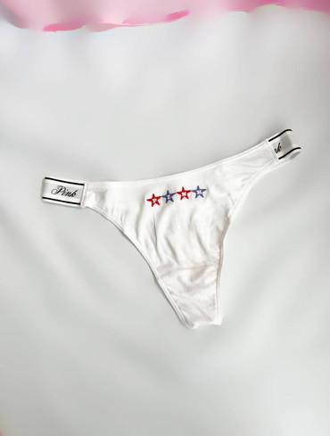 Трусики стрінги бавовняні з логорезинкою Logo Cotton High-Leg Thong Panty