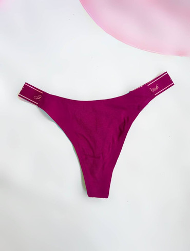 Трусики стрінги бавовняні з логорезинкою бордо Logo Cotton High-Leg Thong Panty
