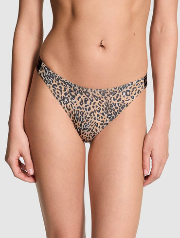 Трусики стрінги бавовняні з логорезинкою леопардові Logo Cotton Hight-Leg Thong Panty