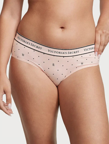 Трусики бікіні бавовняні з логорезинкою рожеві Logo Cotton Hiphugger Panty