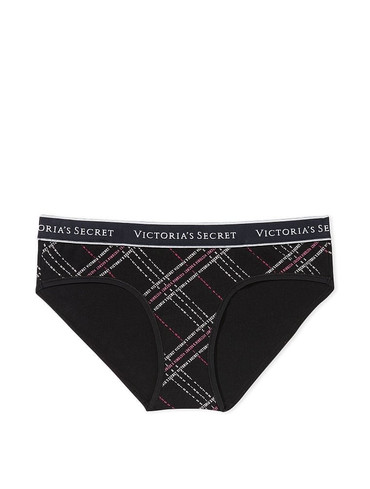 Трусики бікіні бавовняні з логорезинкою чорні Logo Cotton Hiphugger Panty