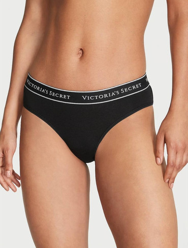 Трусики бікіні бавовняні з логорезинкою чорні Logo Cotton Hiphugger Panty