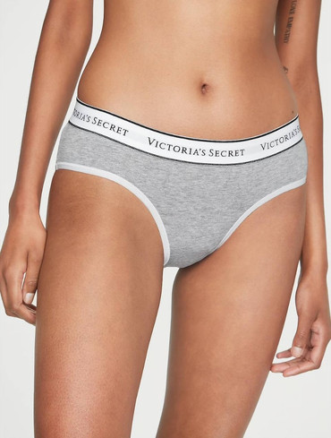 Трусики бікіні бавовняні з логорезинкою сірі Logo Cotton Hiphugger Panty