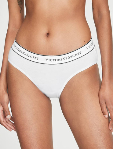 Трусики бікіні бавовняні з логорезинкою білі Logo Cotton Hiphugger Panty