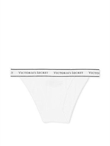 Трусики бікіні бавовняні з логорезинкою білі Logo Cotton Tanga Panty