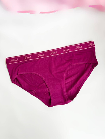 Трусики бікіні бавовняні з логорезинкою бордові Logo Cotton Hiphugger Panty