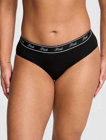 Трусики бікіні бавовняні з логорезинкою чорні Logo Cotton Hiphugger Panty