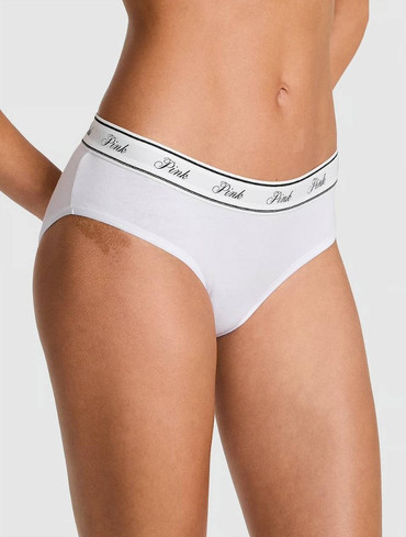 Трусики бікіні бавовняні з логорезинкою білі Logo Cotton Hiphugger Panty