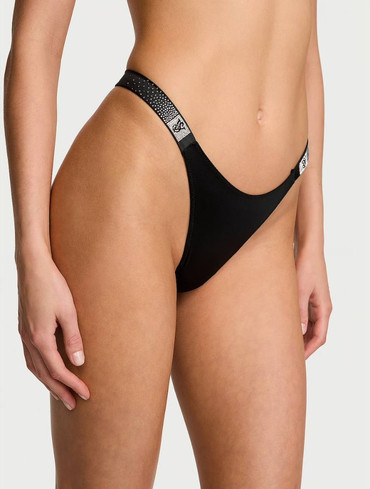 Трусики стрінги зі стразами чорні Shine Strap Thong Panty