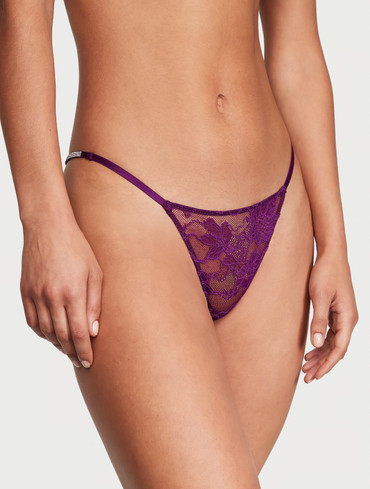 Трусики стрінги зі стразами мереживні бордо Shine Strap V-String Panty